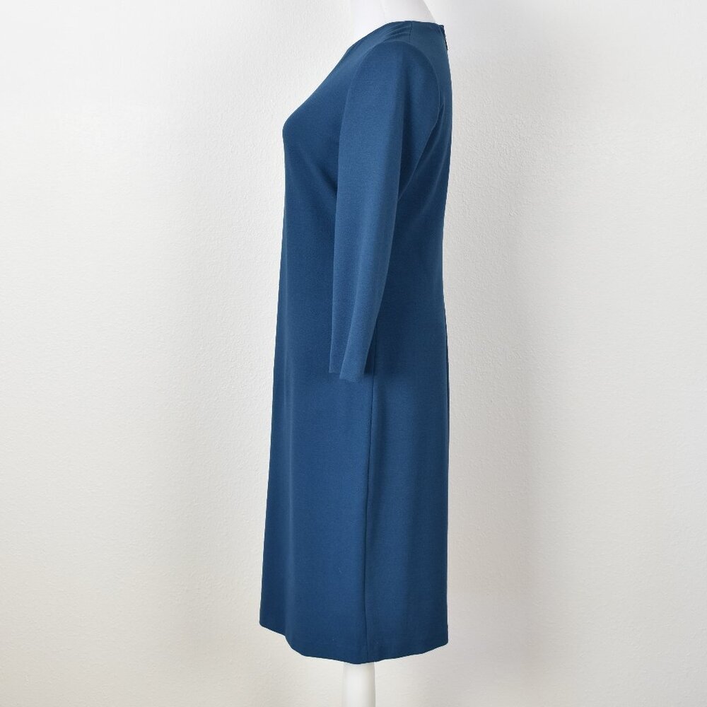 Vince 3/4 Sleeve Boucle Sheath Dress Teal Blue - M - Picture 4 of 9